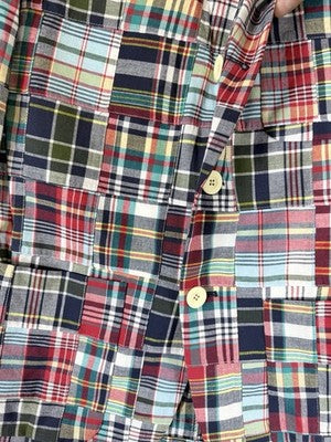 Rowing Blazers Small 36 Mens Indian Madras Plaid Jacket 100% Cotton Embroidered