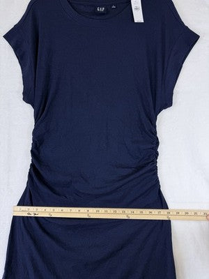 Gap Dress Women Large Short Sleeve Knit Modern Rib Ruched Mini New NWT