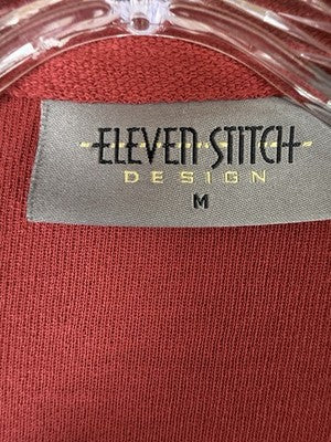 Eleven Stitch Design Cardigan Medium Red Artsy Lagenlook Art To Wear Womens
