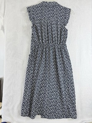Monteau Los Angeles Shirt Dress Medium Midi Blue Floral Ruffle Sleeve Womens
