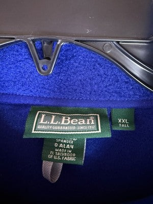 LL Bean Fleece Jacket XXL Tall Mens Blue Polar Fleece Full Zip Vintage New NWT