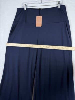 XXL Womens Wide Leg Pants XXL Navy Blue Stretchy Pull On New NWT