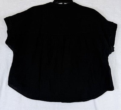 Gap Cotton Gauze Dolman Shirt Small Womens Top Black Button Up Short Sleeve New