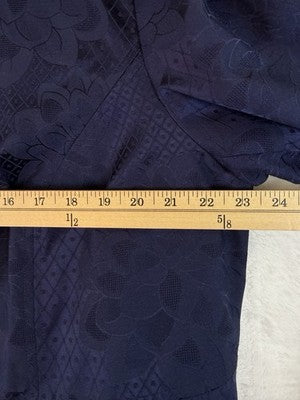 Talbots 18W Petite Jacket Jacquard Vintage Navy Blue 3/4 Sleeve Tunic Plus Size