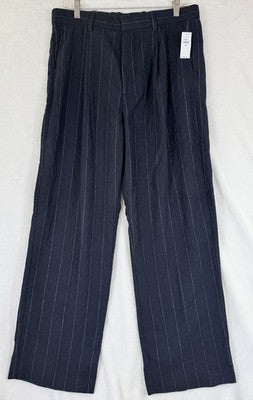 Gap 90s Loose Wool Blend Pants 31x30 Mens Navy Blue Trousers 365 Pleated New NWT
