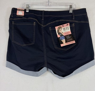 Wax Jeans But I Love You Shorts 3X Dark Blue Butt Lifting Jean 3” Womens New
