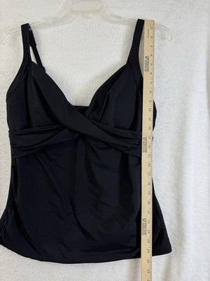 Lands End Tankini Top 16 Black Sweetheart Wrap Underwire Womens Swim Swimwear