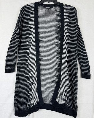 Banana Republic Cardigan Sweater XS Black White Open Front Womens