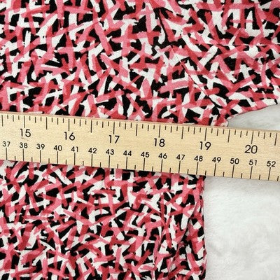 J Jill Wearever Top Medium Tunic 3/4 Sleeve Womens Red Black Pink Print Missy