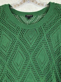 Torrid 3 Top Open Knit Sweater Green Long Sleeve 3X Plus Size Womens