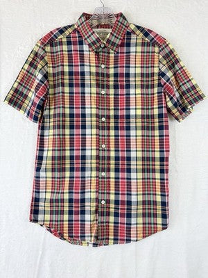 Aeropostale Shirt XS Mens Plaid Short Sleeve Button Up Lot Blue Red 100% Cotton
