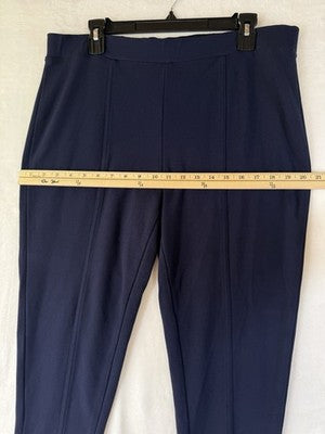 Talbots Ponte Pants XL Petite Navy Blue Knit Pull On Womens
