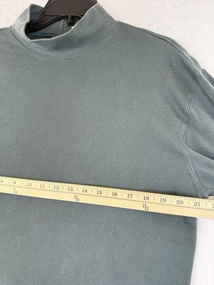 LL Bean Mock Neck Shirt Large Long Sleeve Knit Green Cotton Reg Item ID 0 KV61