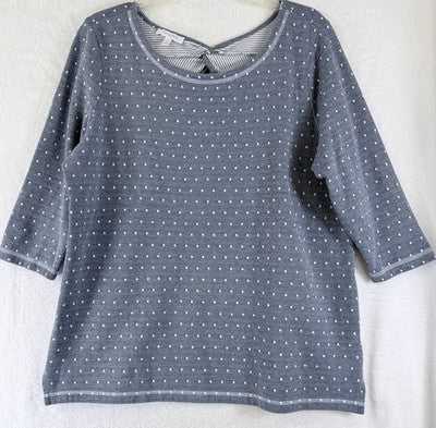 T By Talbots Top 1X Blue 3/4 Sleeve Twist Back Womens