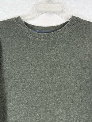 LL Bean Mens Large Waffle Knit Crew Sweatshirt Long Sleeve Green Pullover Cotton