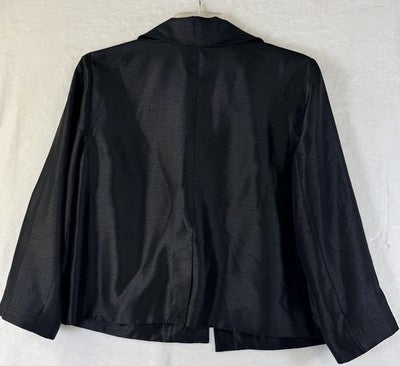 Chicos Shantung Jacket Size 2 Large Womens Black New NWT