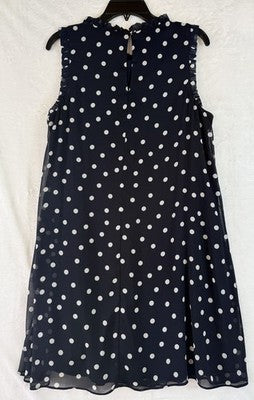 Tommy Hilfiger Dress 14 Navy Blue Sleeveless Polk Dot Shift Short Womens