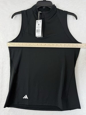 Adidas Women Medium Golf Polo Ultimate 365 1/4 Zip Mock Sleeveless Top Black New