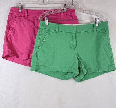 J Crew Classic Chino Shorts 6 Lot Pink Green 4” 5” Womens 100% Cotton