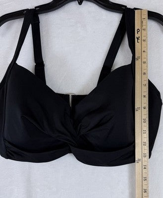 Lands End Bikini Top 16 DDD Black Twist Front Underwire Swim Swimsuit Women