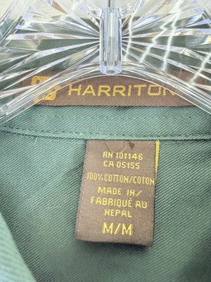 Harrington Shirt Medium Mens Green Short Sleeve Teflon 100% Cotton New NWT