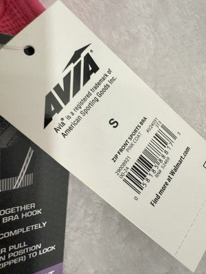 Avia Zip Front Sports Bra Small Pink Medium Support Womens NWT