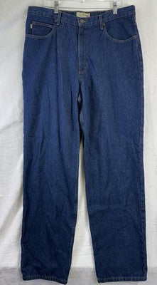 LL Bean Double L Jeans 36x32 Relaxed Fit Mens Blue 100% Cotton Poplin