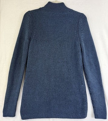 LL Bean Cardigan Sweater Womens XS Blue  Cable Knit Full Zip Blue 100% Cotton