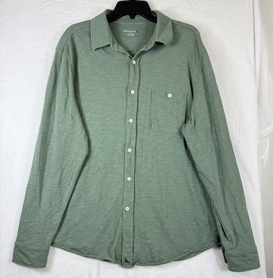 Untuckit Shirt For Men XL Long Sleeve Button Up Green Jersey Knit 100% Cotton