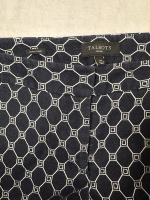 Talbots 12P  12 Petite Denim Pants Heritage Fit Medium Blue White Print Womens