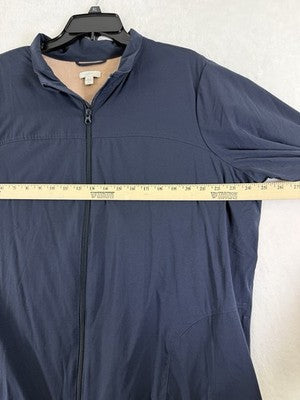 J Jill Fit Jacket XL Navy Blue Nylon Windbreaker Knit Lining Full Zip Womens