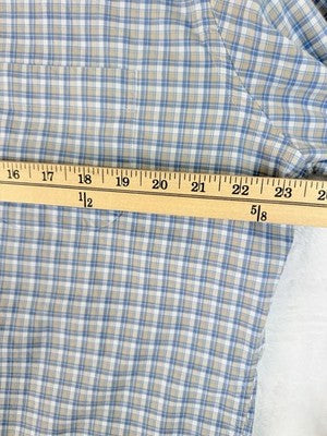 Peter Millar Large Button Down Shirt Blue Plaid Long Sleeve
