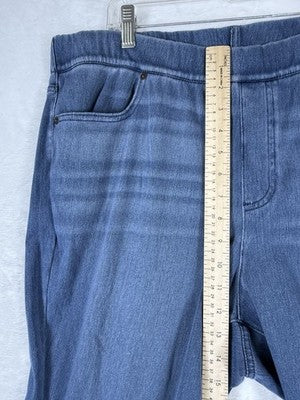 Lands End Starfish Jeans Large High Rise Knit Denim Blue Womens