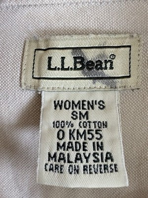 LL Bean Shirt Womens Small Oxford Button Down Ping Beige Long Sleeve 100% Cotton