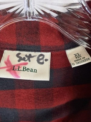 LL Bean Scotch Plaid Flannel Pajama Top XL Red Plaid Button Top Womens