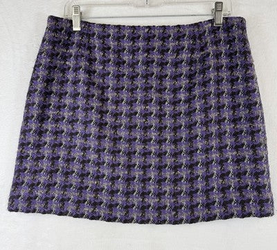 J Crew Mini Skirt 8 Purple Tweed Wool Blend Womens