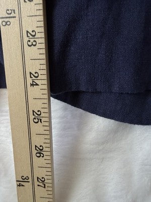 Banana Republic Wide Leg Cropped Pants XL Blue Linen Blend Pull On Womtns