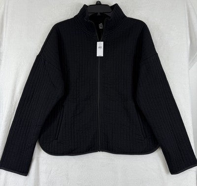 GapFit Jacket Small Womens Black New Gap Fit Quilted Knit Full Zip Mock Neck NWT