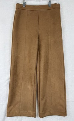 Ann Taylor Loft Faux Suede Crop Pants 00 Womens Brown Straight Leg