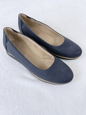 Soul Naturalizer Idea Ballet Flat Women 7.5 Indigo Leather Slip On Almond Toe