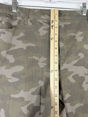 Skinnygirl Jeans 32 14 Long Green Camo Broadway High Rise Skinny Girl Slimming