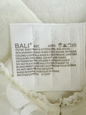 Bali Passion For Comfort Bra 42C White Underwire Womens
