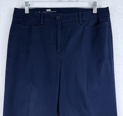 Talbots Perfect Skimmer Pants 6 Navy Blue Womens Capri Chino Chinos