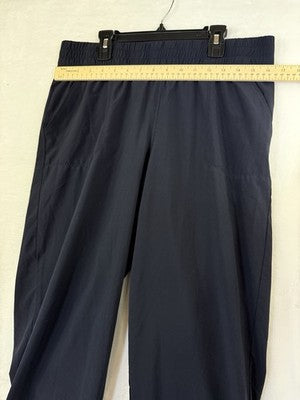 T By Talbots Cropped Pants Medium Petite Lightweight Pull On Navy Blue Tie Hem