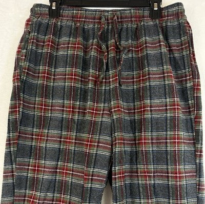 LL Bean Scotch Plaid Flannel Pajama Pants Medium 28” Mens Stewart Gray Red Plaid