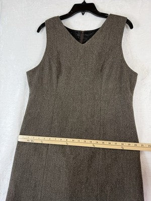LL Bean Women 12 Dress 100% Wool Sleeveless Sheath Made In USA Vintage 90s Brown
