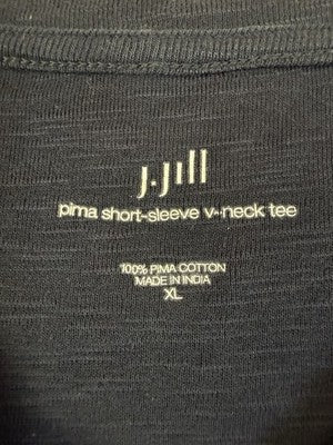 J Jill Top XL Pima Short Sleeve V Neck Tee Blue Womens