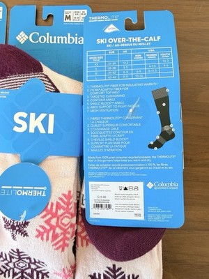 Columbia Ski Socks Medium Womens Lot 3 Pairs Over The Calf Lot New