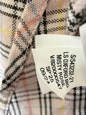 Gap The Big Shirt Women Large Oxford Button Up Down Pink Plaid Long Sleeve Top