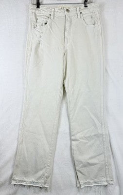Amo Bella Jeans 30 Ivory White Oak Denim Raw Hem Womens